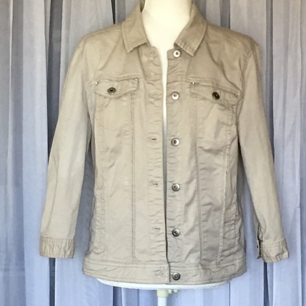 🔥CB Embellished Khaki Jean Jacket